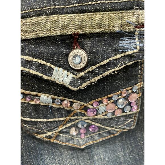 Hydraulic Jeans Womens Sz 7/8 Lowrise Straight Ankle Stretch Denim Whiskers Y2K - Picture 3 of 16